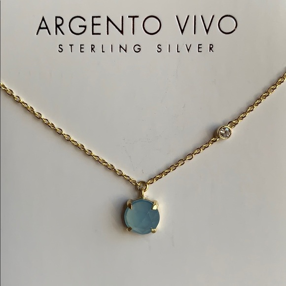 Argento Vivo Chalcedony & Crystal Necklace NEW - Picture 2 of 7
